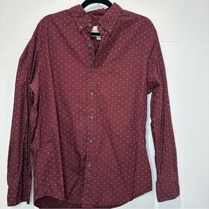 Men's Burgundy Button-Up Shirt | American Eagle classic fit size L